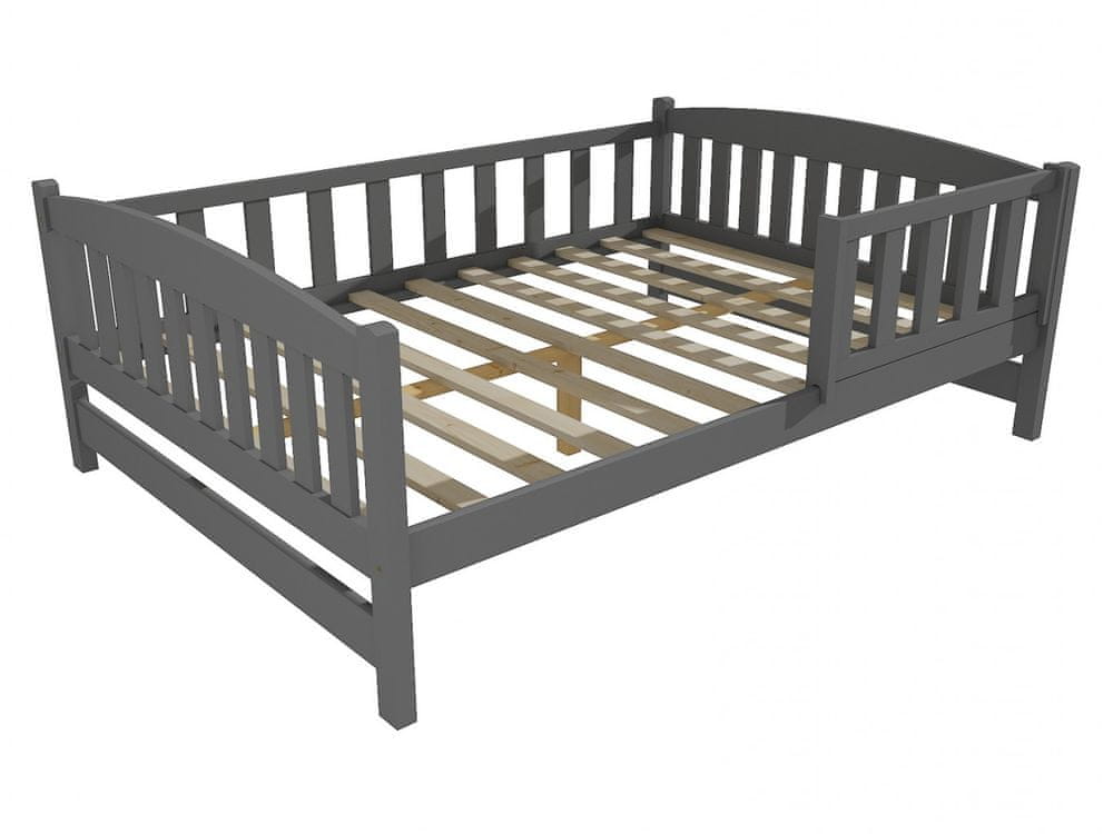 eoshop Detská posteľ DP 002 XL so zábranou (Rozmer: 120 x 200 cm, Farba dreva: farba sivá)